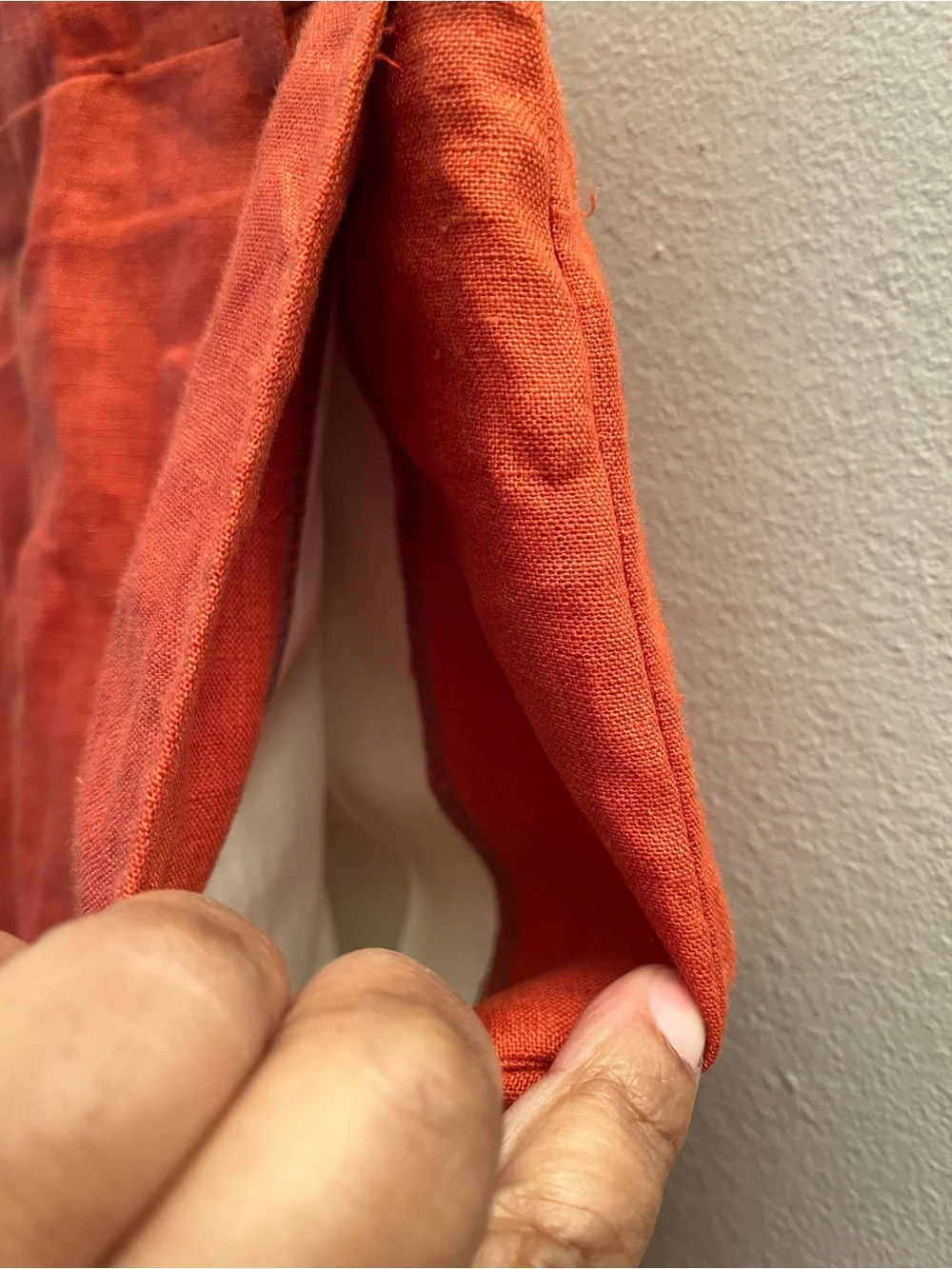 INSERCH Mens Vintage 100% Linen Pants Size 32 Burnt Orange Cuffs Pockets Pleats